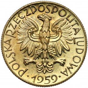 Próba MOSIĄDZ 5 złotych 1959 Rybak - piękny