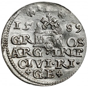 Zygmunt III Waza, Trojak Ryga 1589 - +GE+ - PIĘKNY