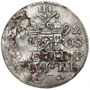 Zygmunt III Waza, Trojak Ryga 1592 - NAŚLADOWNICTWO - b.rzadkie