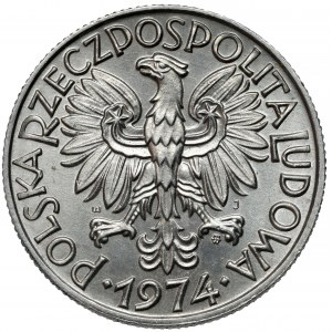 Rybak 5 złotych 1974 - SKRĘTKA i słoneczko