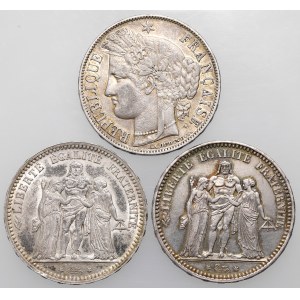 France, 5 francs 1851-1875 A, lot (3pcs)