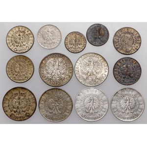 Srebrne monety II RP, w tym rzadsze (13szt)