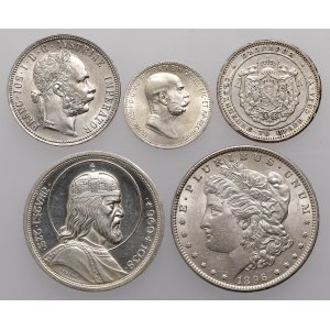 Silver world coins MIX - lot (5 pcs)