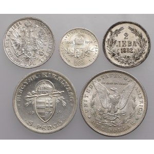 Silver world coins MIX - lot (5 pcs)