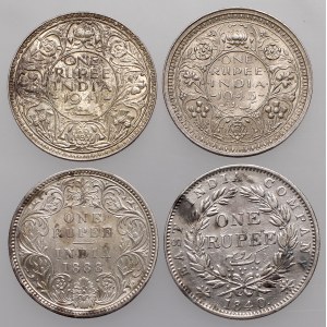 India - British, Rupee 1840-1945 (4pcs)