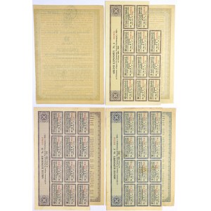 5% Poż. Konwersyjna 1924, KOMPLET Obligacji 2x 10, 50 i 100 zł (4szt)