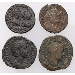 Cesarstwo rzymskie - zestaw brązów - Septymiusz Sewer, Aleksander Sewer, Julia Mamaea i Dioklecjan (4szt)