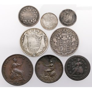Great Britain, from 1/2 penny to 1/2 crown 1719-1858, lot (8pcs)