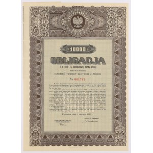 4% Państwowa Renta Złota 1937, Obligacja na 10.000 zł - rzadkość