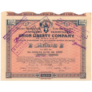 UNION LIBERTY Polsko-Amerykańskie Tow. Handlowo-Przem., 2x 500 mk