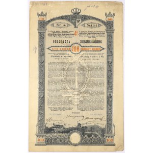 Lwów, Poż. Królestwa Galicyi... 1893 r. Obligacja na 100 koron