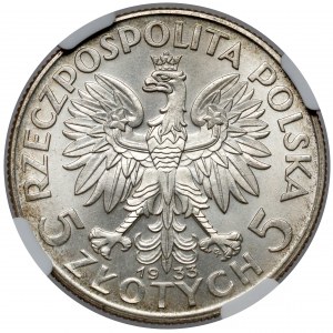 Głowa Kobiety 5 złotych 1933 - PIĘKNE