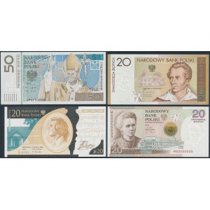 Banknoty kolekcjonerskie - Jan Paweł II, Słowacki, Chopin i Skłodowska (4szt)