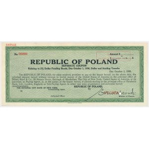 3% Bony Finansowe 1936, Kupon odsetkowy 1938, SPECIMEN - zielony