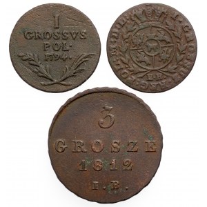 Zabory + Poniatowski, Grosze i Trojak 1788-1812 (3szt)