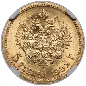 Rosja, Mikołaj II, 5 rubli 1902 AP, Petersburg