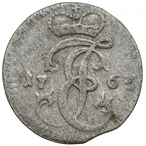 Kurlandia, Ernest Jan Biron, Grosz Mitawa 1763 - monogram