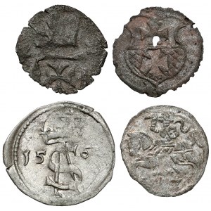 MIX głównie Zygmunt I i II, zestaw od denara do dwudenara (4szt)