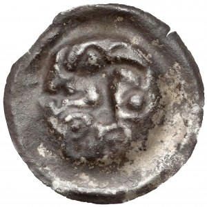 Bohemia(?), Brakteat - cross above lion (?)