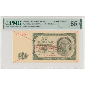 50 złotych 1948 - SPECIMEN - AA 1234567 8900000