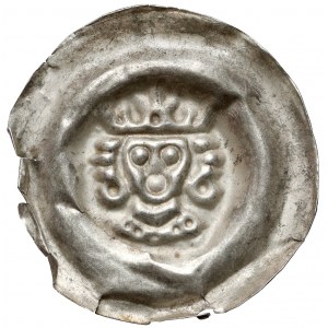 Czechy, Wacław II (1278-1305) Brakteat - Głowa króla w koronie z dużymi lokami