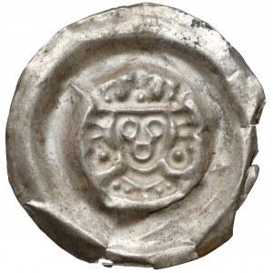 Czechy, Wacław II (1278-1305) Brakteat - Głowa króla w koronie z dużymi lokami