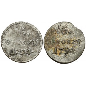 Poniatowski, 6 groszy 1794 - pierwszy typ - odmiany (2szt)