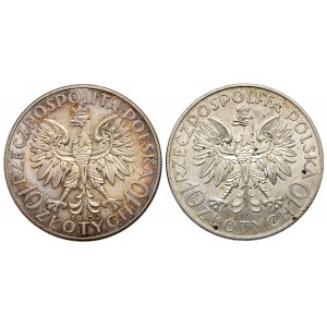 10 złotych 1932-1933 Głowa i Sobieski (2szt)