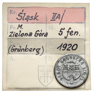 Grünberg (Zielona Góra), 5 fenigów 1920 - ex. Kałkowski