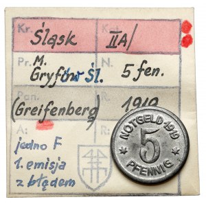 Greiffenberg (Gryfów), 5 fenigów 1919 - Z BŁĘDEM - ex. Kałkowski