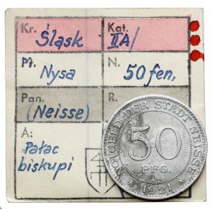 Neisse (Nysa), 50 fenigów 1921 - Pałac biskupi - RZADKI - ex. Kałkowski