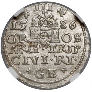 Stefan Batory, Trojak Ryga 1586 - P.D.L - menniczy