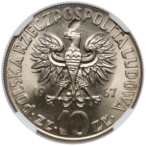 10 złotych 1967 Kopernik - DESTRUKT - Obverse Struck Thru