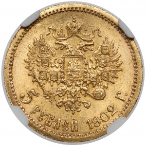 Rosja, Mikołaj II, 5 rubli 1902 AP, Petersburg