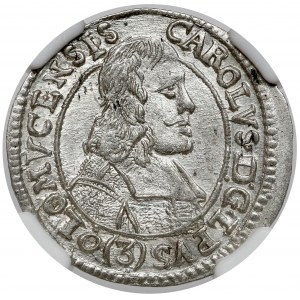 Austria, Karol II z Lichtenstein, 3 krajcary 1670, Ołomuniec
