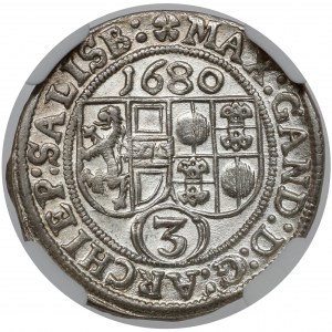 Austria, Max Gandolf von Kuenburg, 3 krajcary 1680, Salzburg