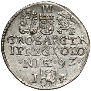 Zygmunt III Waza, Trojak Olkusz 1592 - mała głowa - rzadki