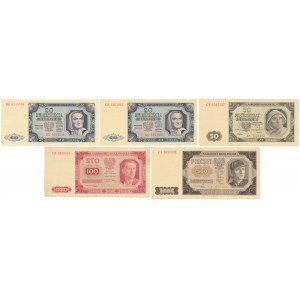 Zestaw banknotów 20 - 500 zł 1948 (5szt)