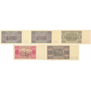 Zestaw banknotów 20 - 500 zł 1948 (5szt)