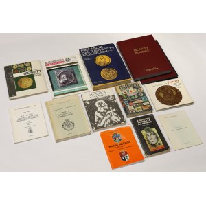 Zestaw literatury numizmatycznej (11szt) + pusty album na monety