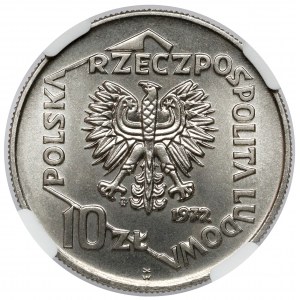 Próba NIKIEL 10 złotych 1972 Port w Gdyni - tło bez desenia