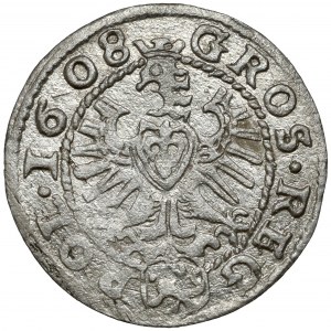 Zygmunt III Waza, Grosz Kraków 1608 - kwiatki - rzadki
