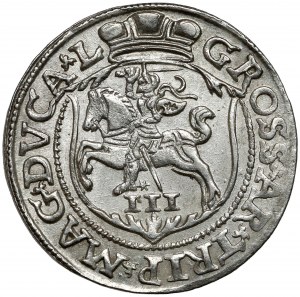Zygmunt II August, Trojak Wilno 1563 - bez DG - LITVA - piękny