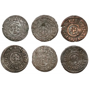 Krystyna Waza, Szeląg Ryga 1637-1653, zestaw (6szt)