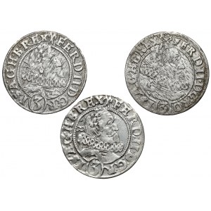 Śląsk, Ferdynand II, 3 krajcary 1623-1628 HR, Wrocław (3szt)