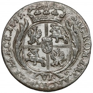 August III Sas, Szóstak Lipsk 1755 EC - duże, w zbroi
