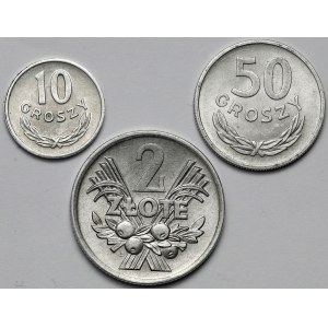 10 groszy 1962, 50 groszy 1957 i 2 złote 1971 - zestaw (3szt)