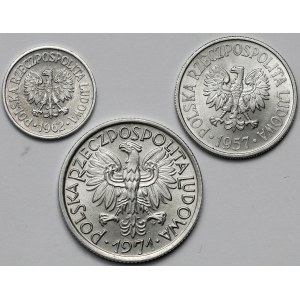 10 groszy 1962, 50 groszy 1957 i 2 złote 1971 - zestaw (3szt)