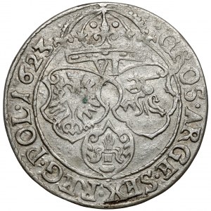 Zygmunt III Waza, Szóstak Kraków 1623 - ozdobna tarcza Snopka