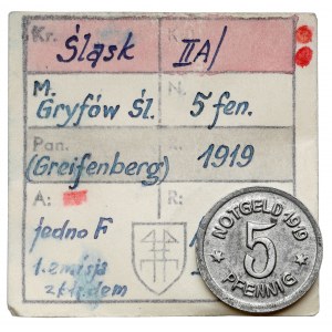 Greifenberg (Gryfów), 5 fenigów 1919 - ex. Kałkowski